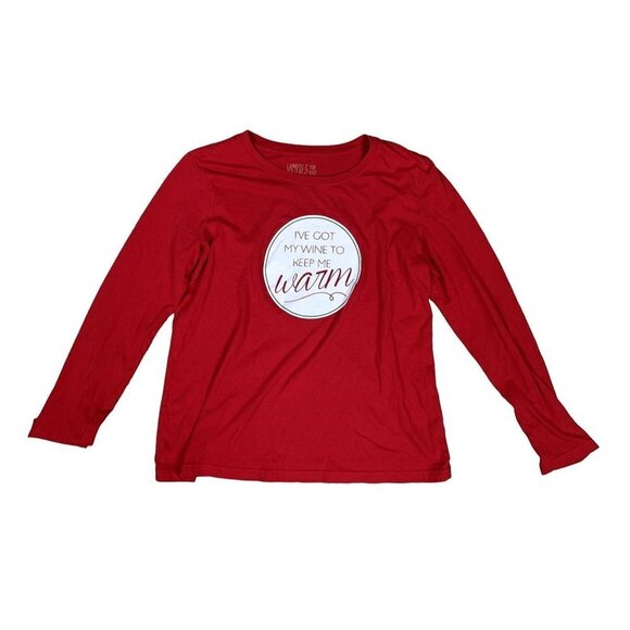 I've Got My Wine To Keep Me Warm Pajama Top Size Womens Medium - Picture 1 of 4